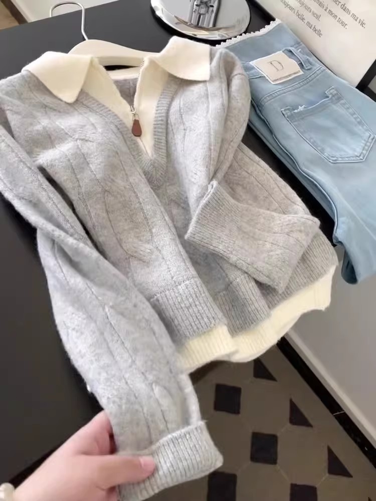 Half zip sweater wears outside tops for women