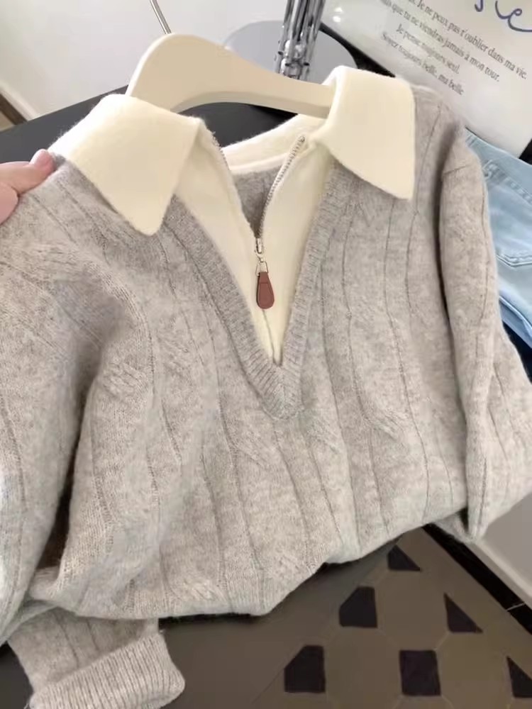 Half zip sweater wears outside tops for women