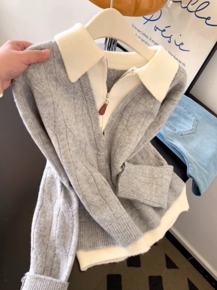 Half zip sweater wears outside tops for women