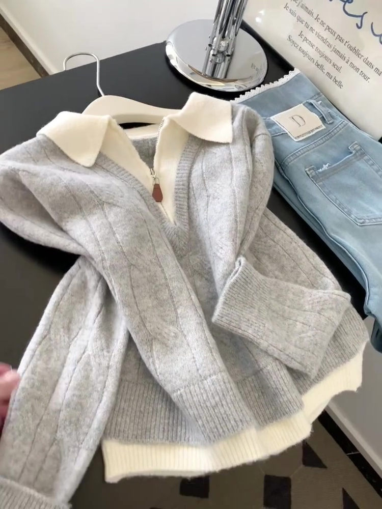 Half zip sweater wears outside tops for women