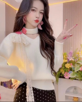 Korean style hollow flowers sweater for women