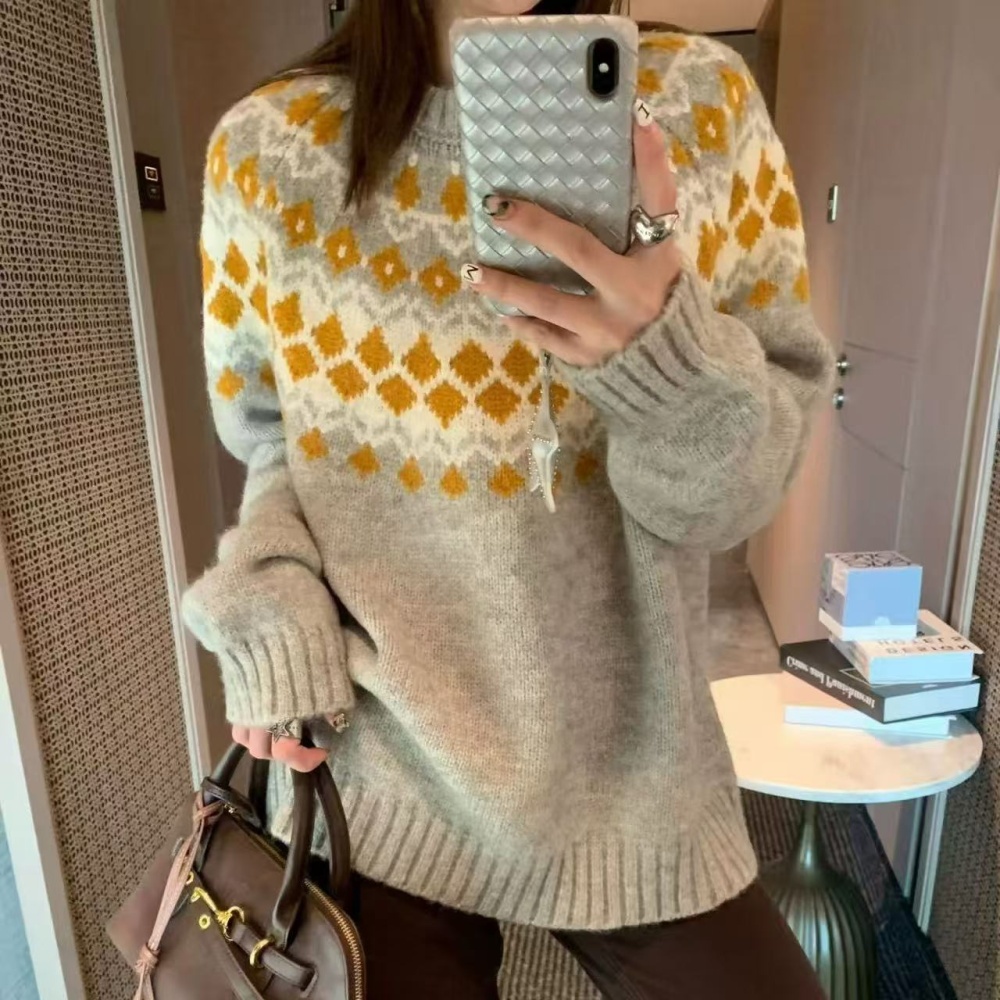 Jacquard Korean style christmas pullover thick sweater