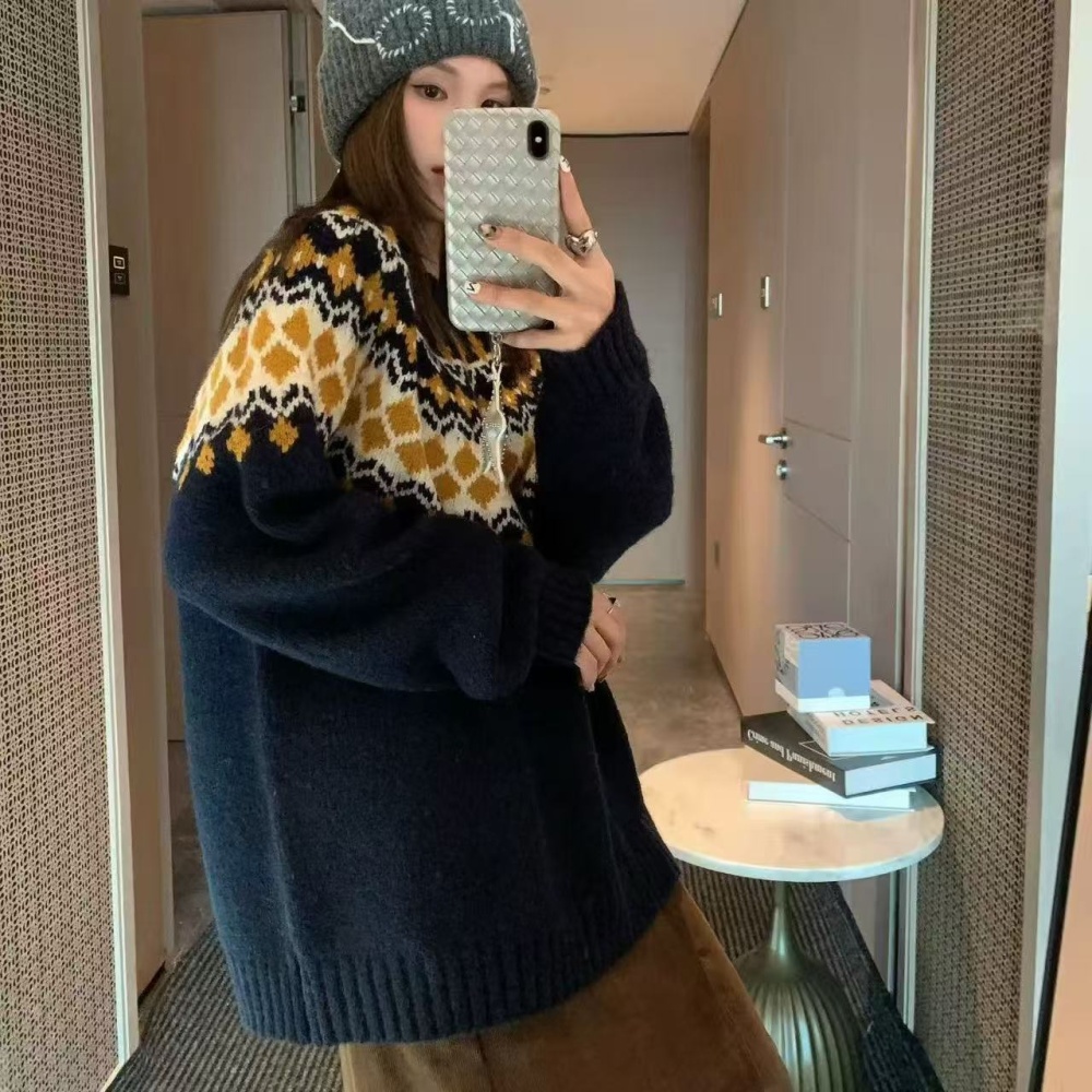 Jacquard Korean style christmas pullover thick sweater