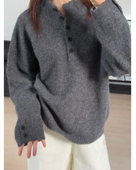 All-match autumn and winter sweater many buckle loose tops