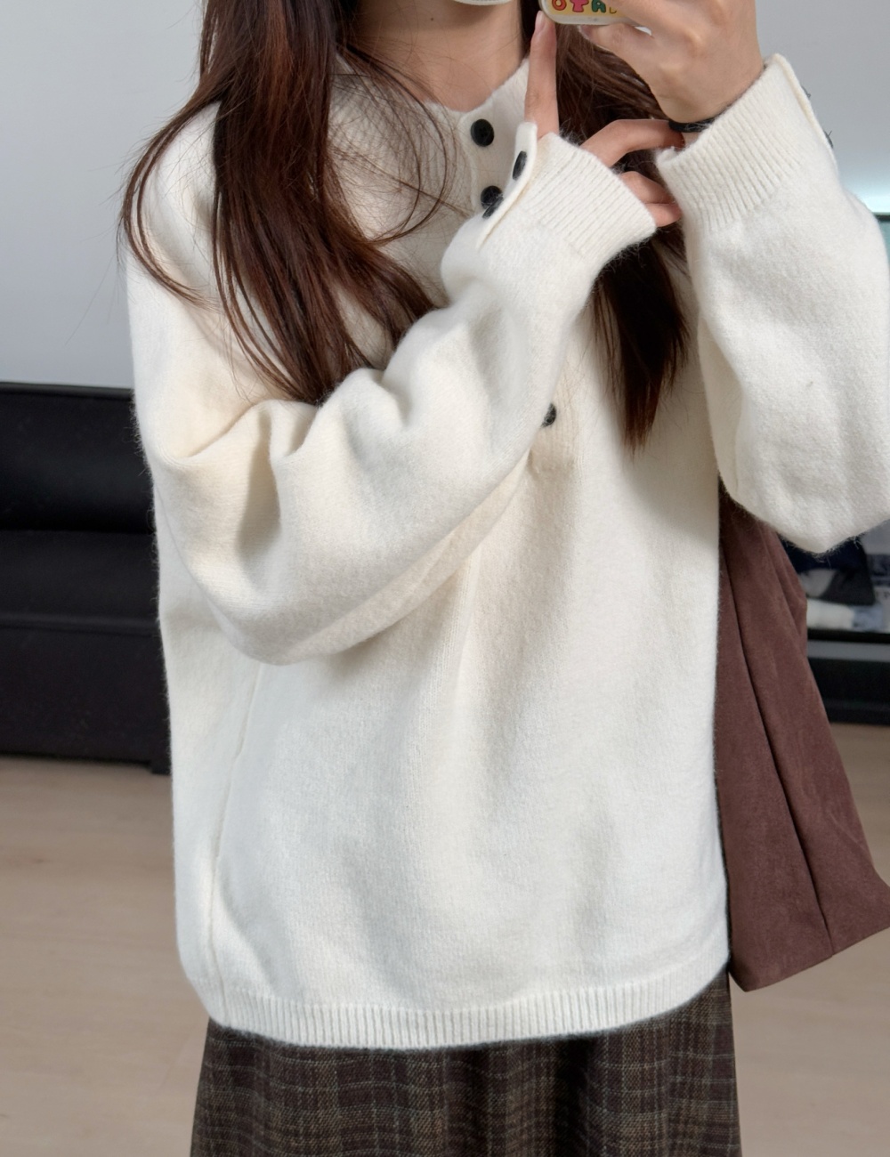 All-match autumn and winter sweater many buckle loose tops