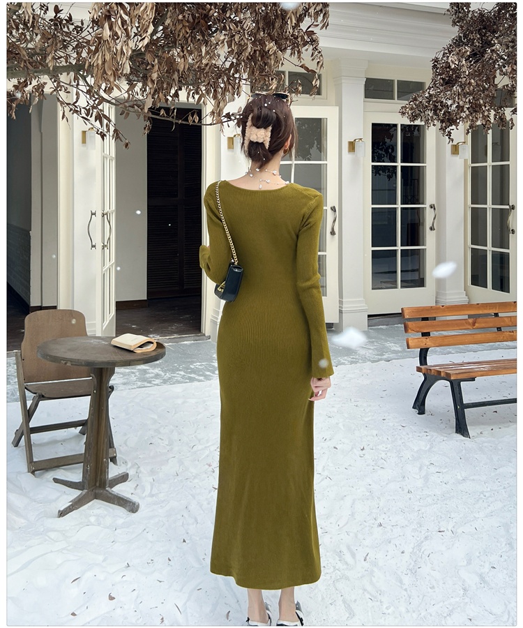 Slim long dress knitted sweater dress for women