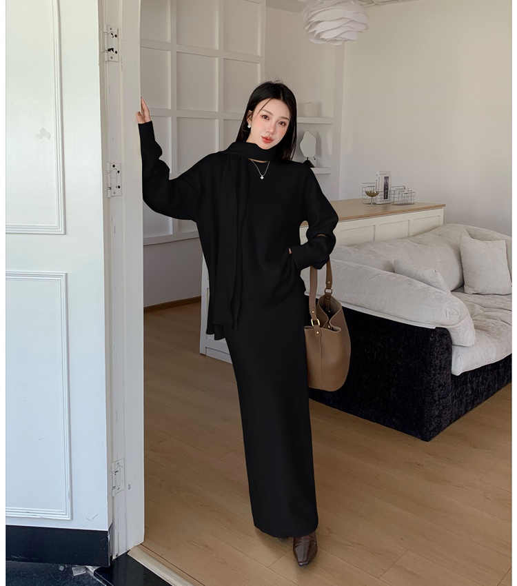 Loose lazy sweater inside the ride scarves 3pcs set