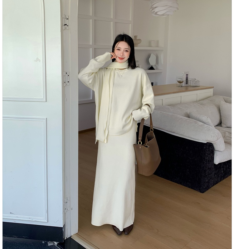 Loose lazy sweater inside the ride scarves 3pcs set