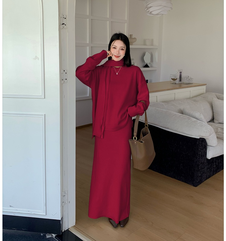 Loose lazy sweater inside the ride scarves 3pcs set