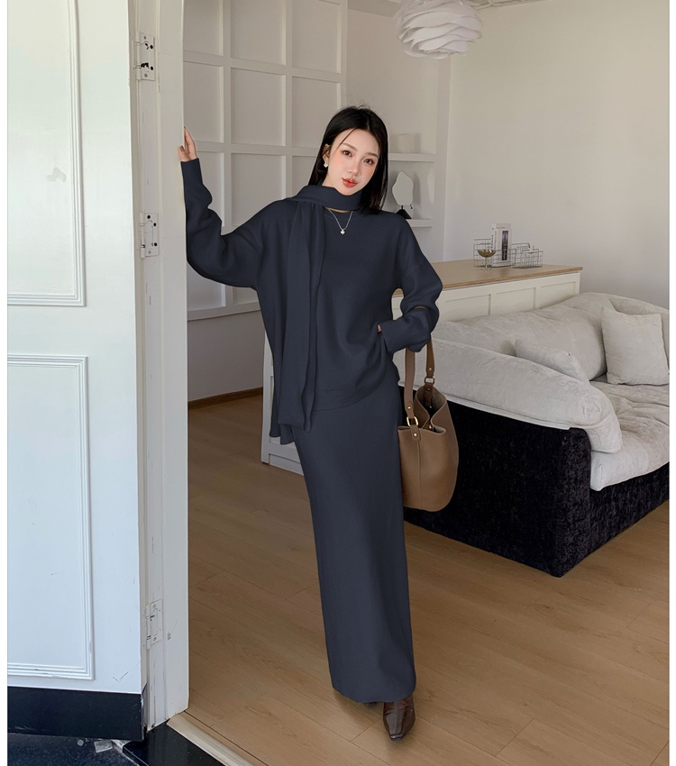 Loose lazy sweater inside the ride scarves 3pcs set