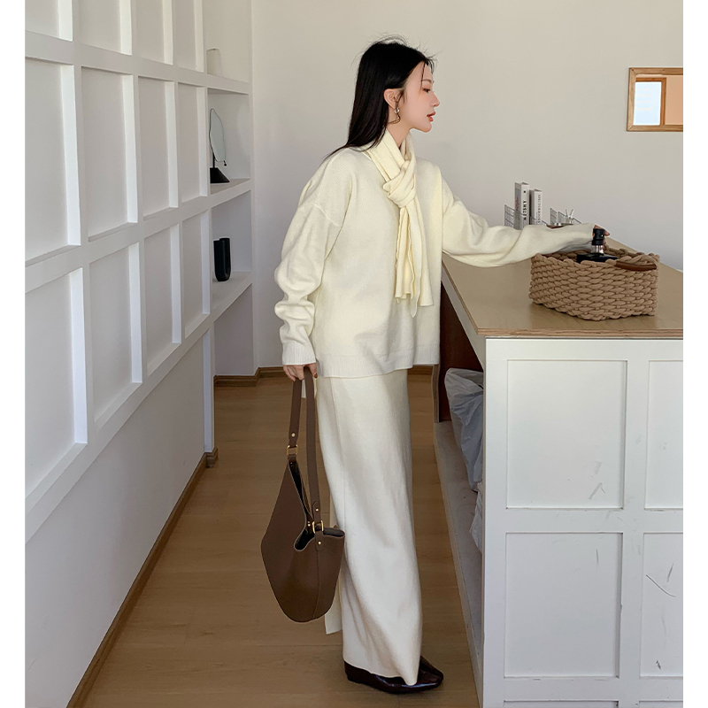 Loose lazy sweater inside the ride scarves 3pcs set