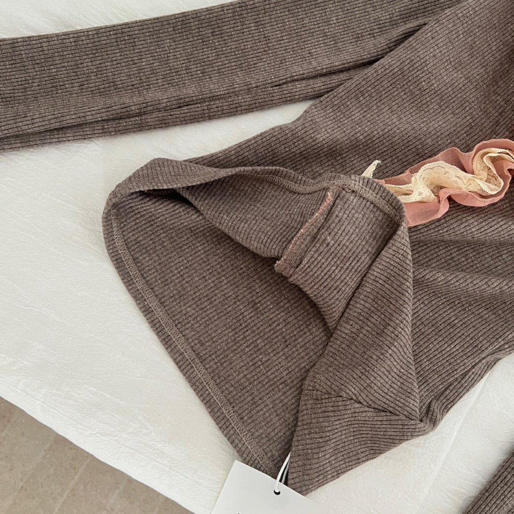 V-neck thermal bottoming shirt retro tops for women