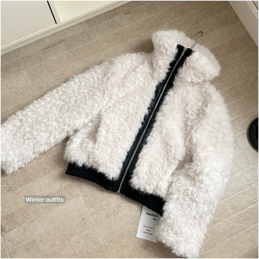 Stitching coat autumn and winter fur coat for women
