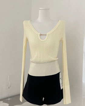 Slim wool tops knitted enticement bottoming shirt for women