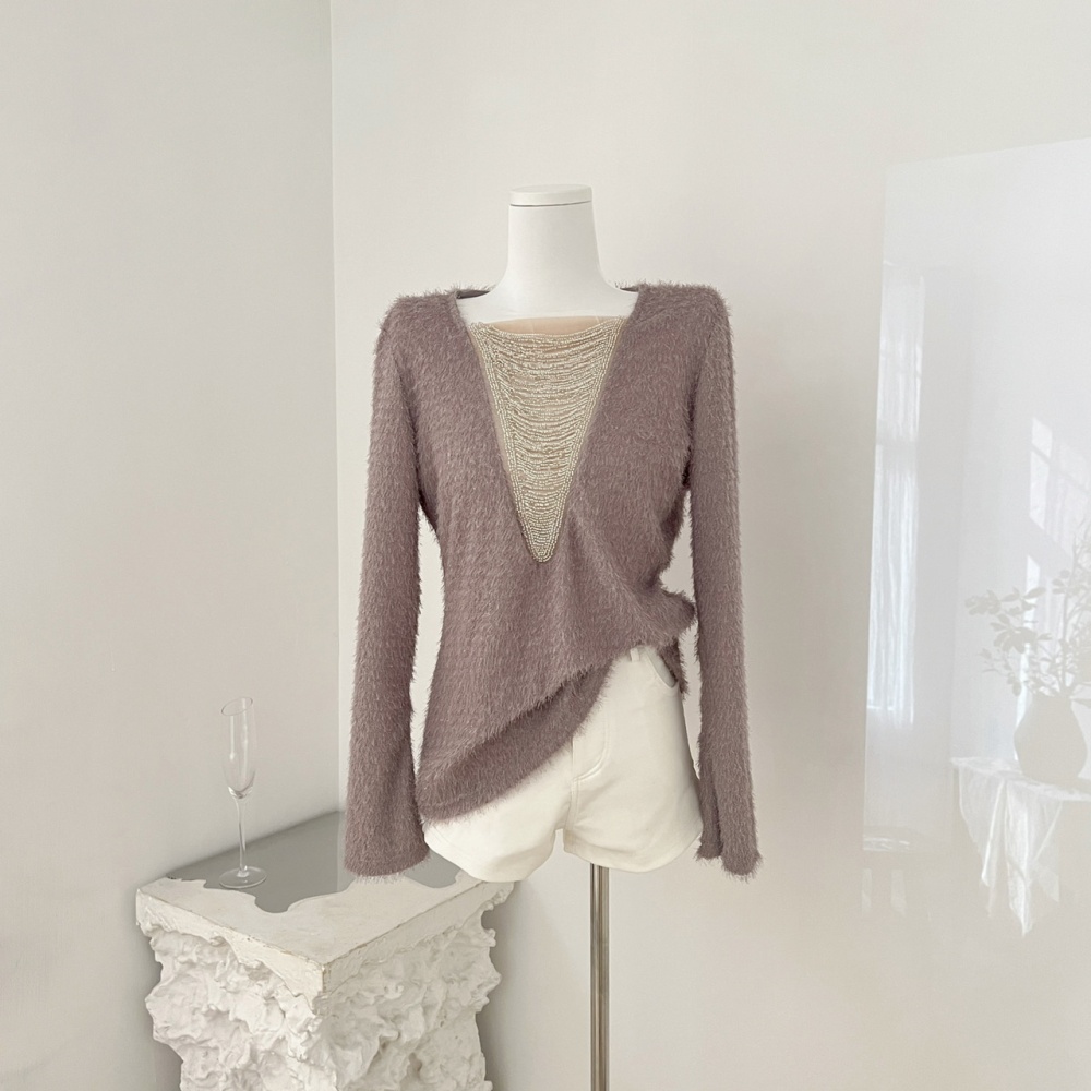 Pink antique silver fashion knitted tops