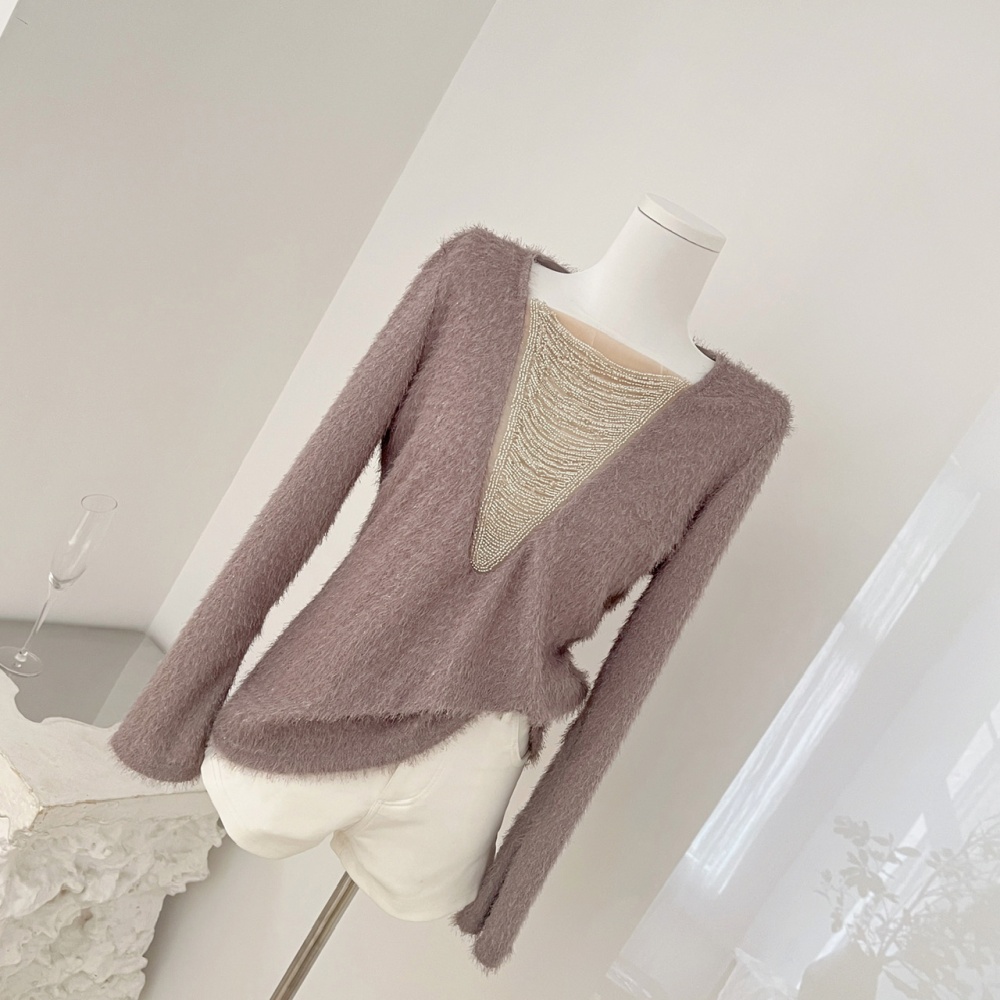 Pink antique silver fashion knitted tops