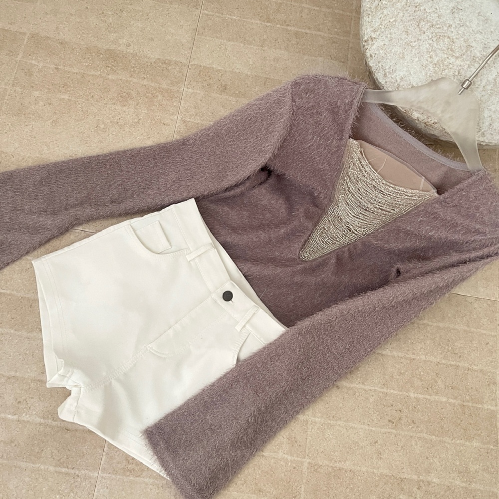 Pink antique silver fashion knitted tops