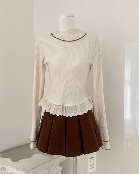 With belt short skirt winter tops a set