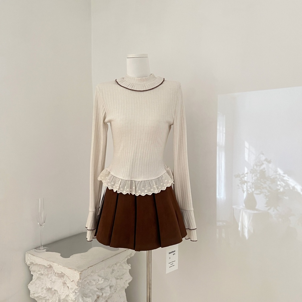 Pullover pink short skirt winter sweater 3pcs set