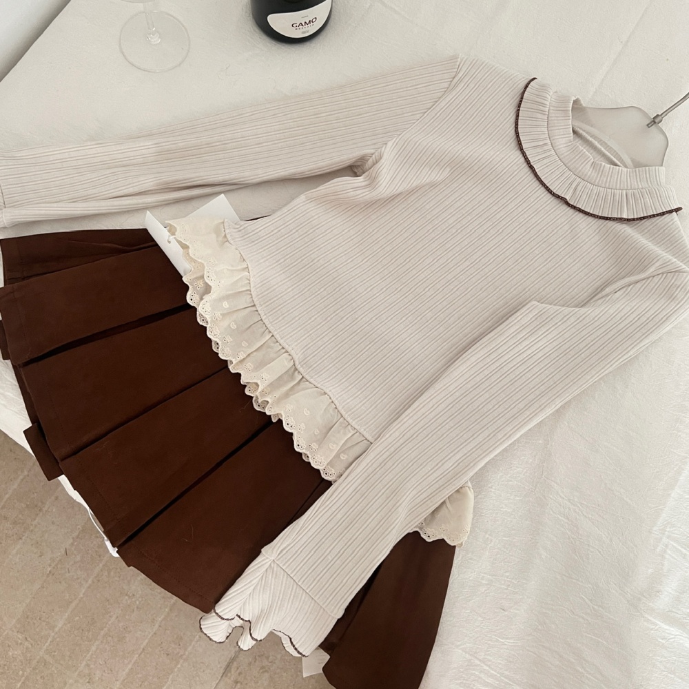 Pullover pink short skirt winter sweater 3pcs set