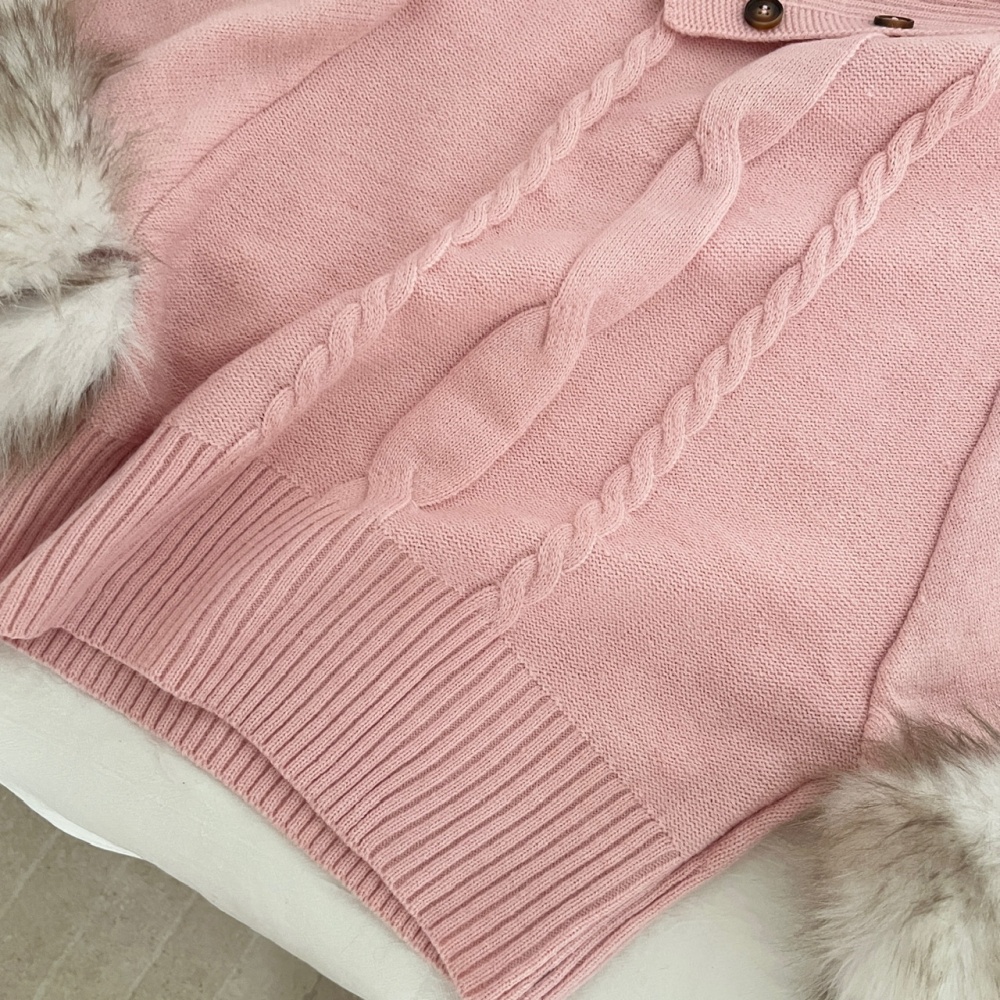Pullover pink short skirt winter sweater 3pcs set