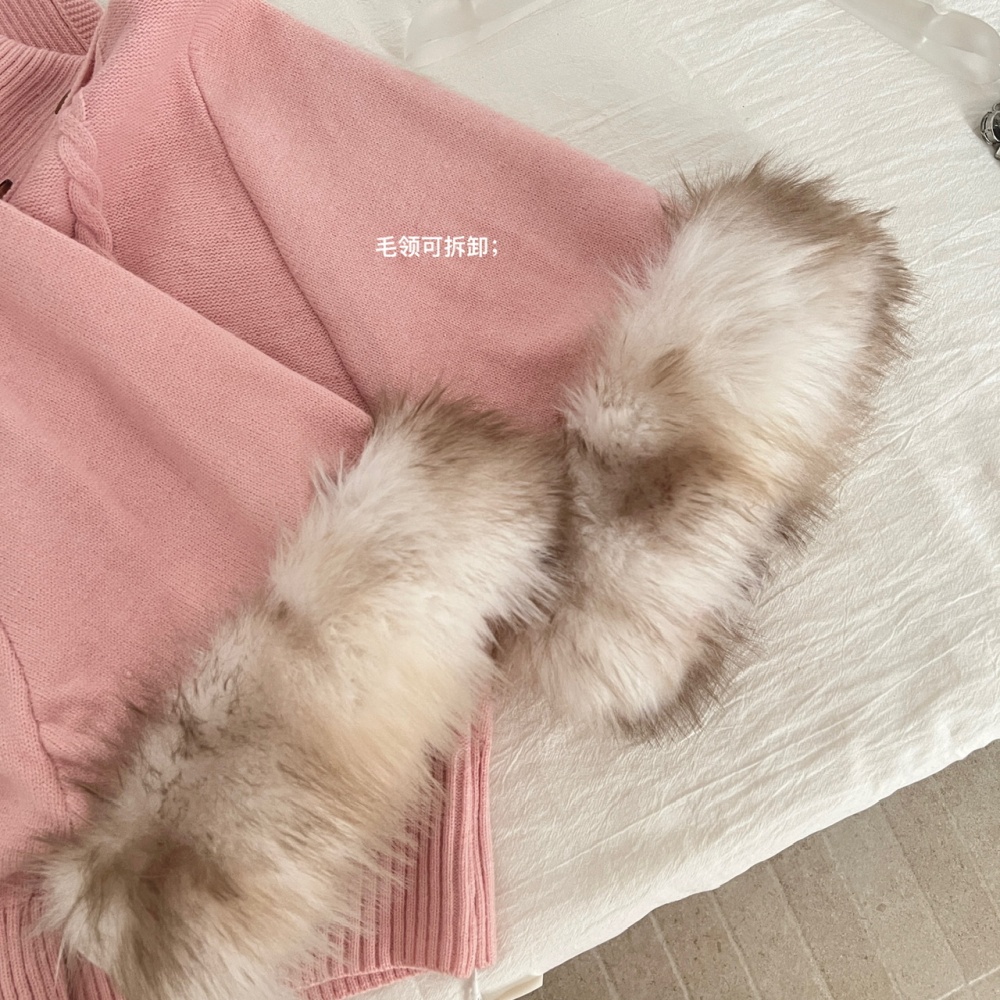 Pullover pink short skirt winter sweater 3pcs set