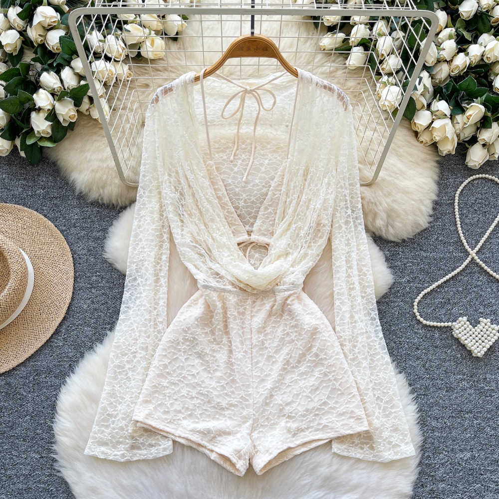 Halter inside the ride jumpsuit splice corset for women