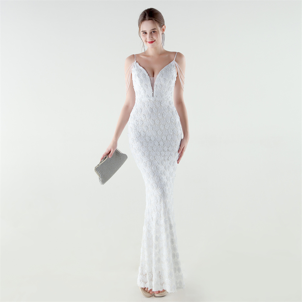 Banquet sequins sling slim evening dress