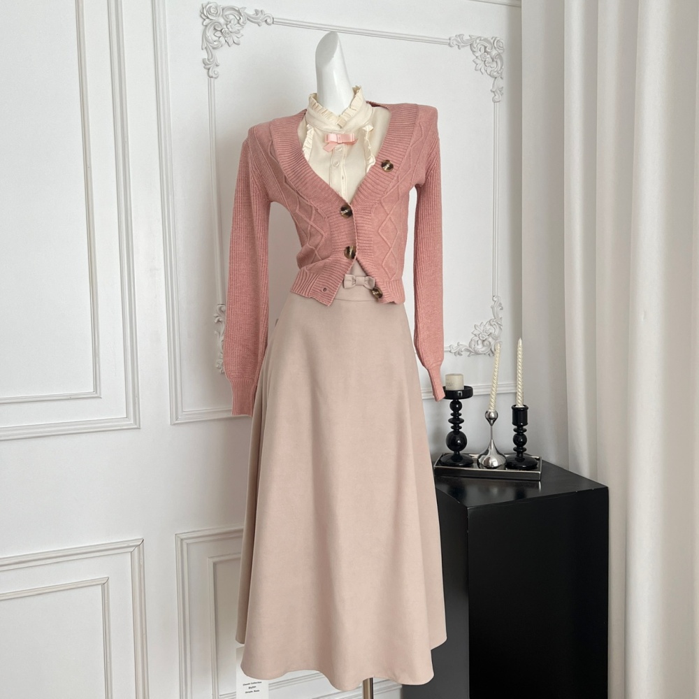 Fashion slim coat knitwear all-match primer vest 2pcs set