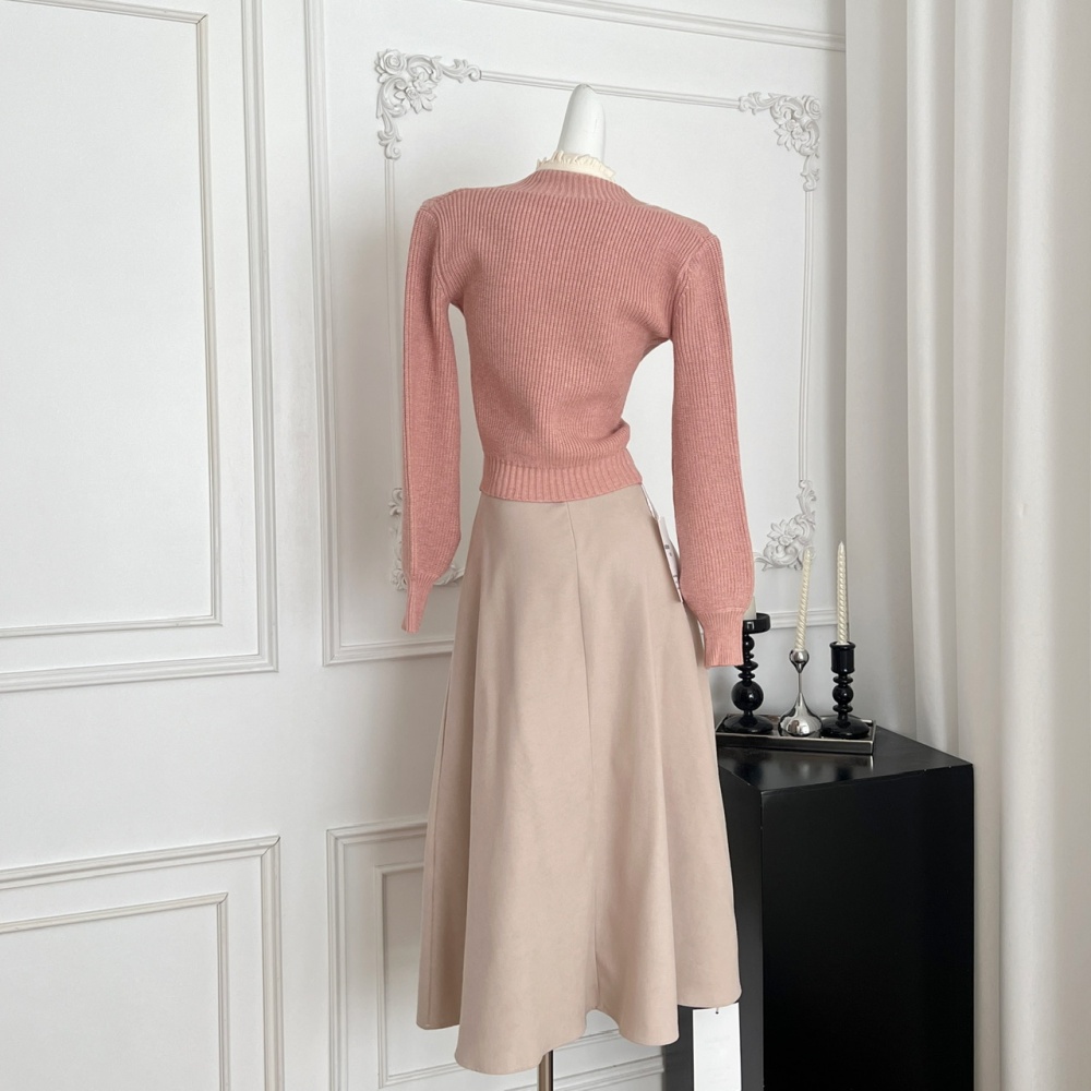 Fashion slim coat knitwear all-match primer vest 2pcs set