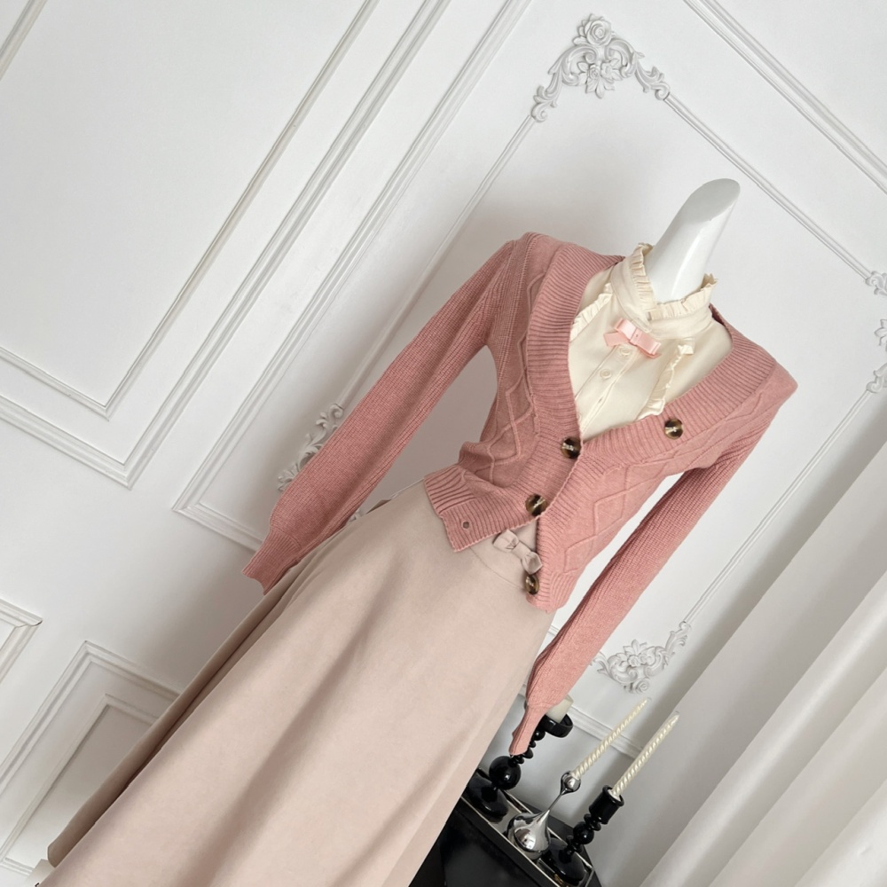 Fashion slim coat knitwear all-match primer vest 2pcs set