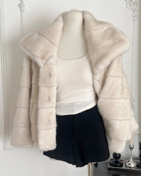 Simulation coat stripe fur coat for women