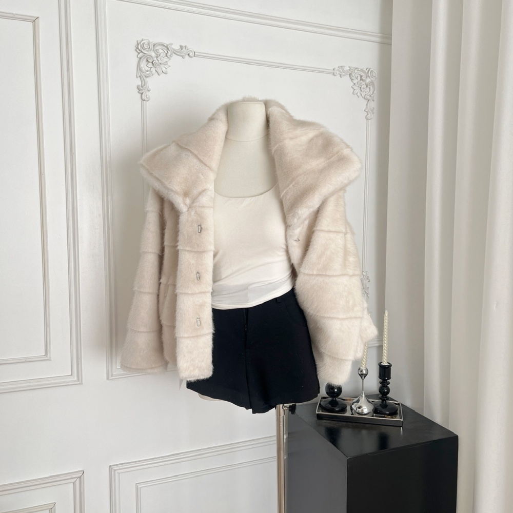 Simulation coat stripe fur coat for women