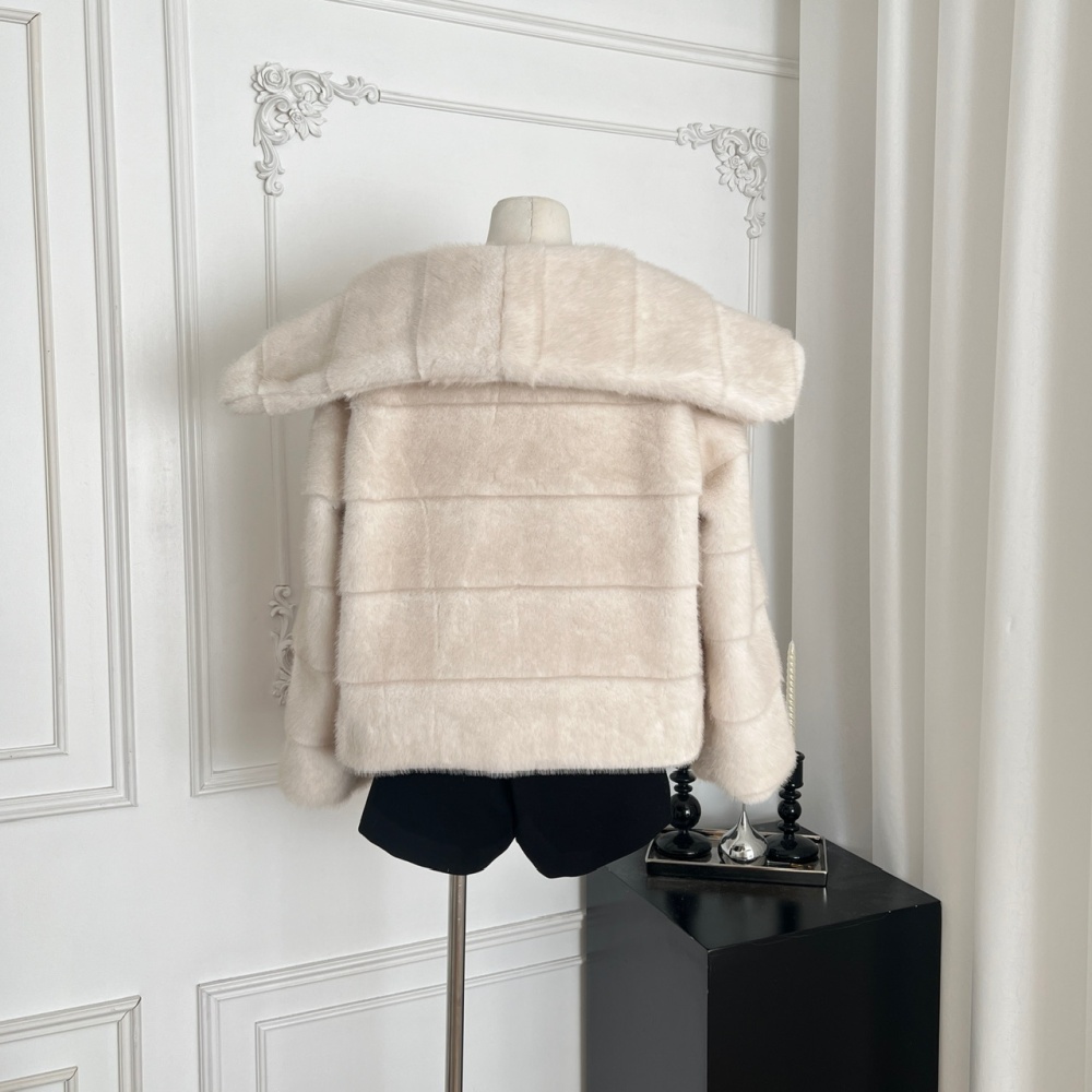 Simulation coat stripe fur coat for women