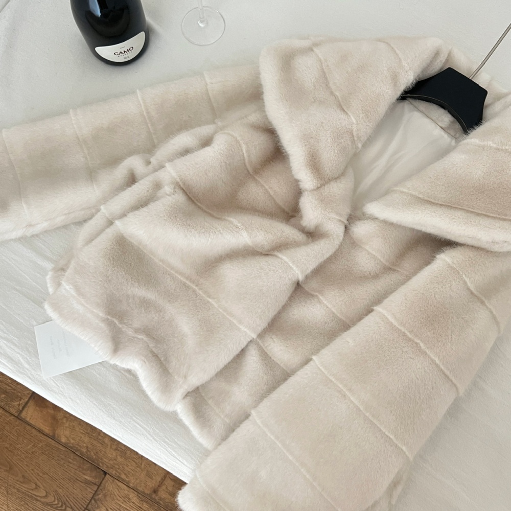 Simulation coat stripe fur coat for women