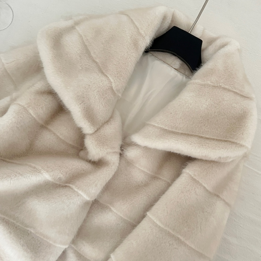 Simulation coat stripe fur coat for women