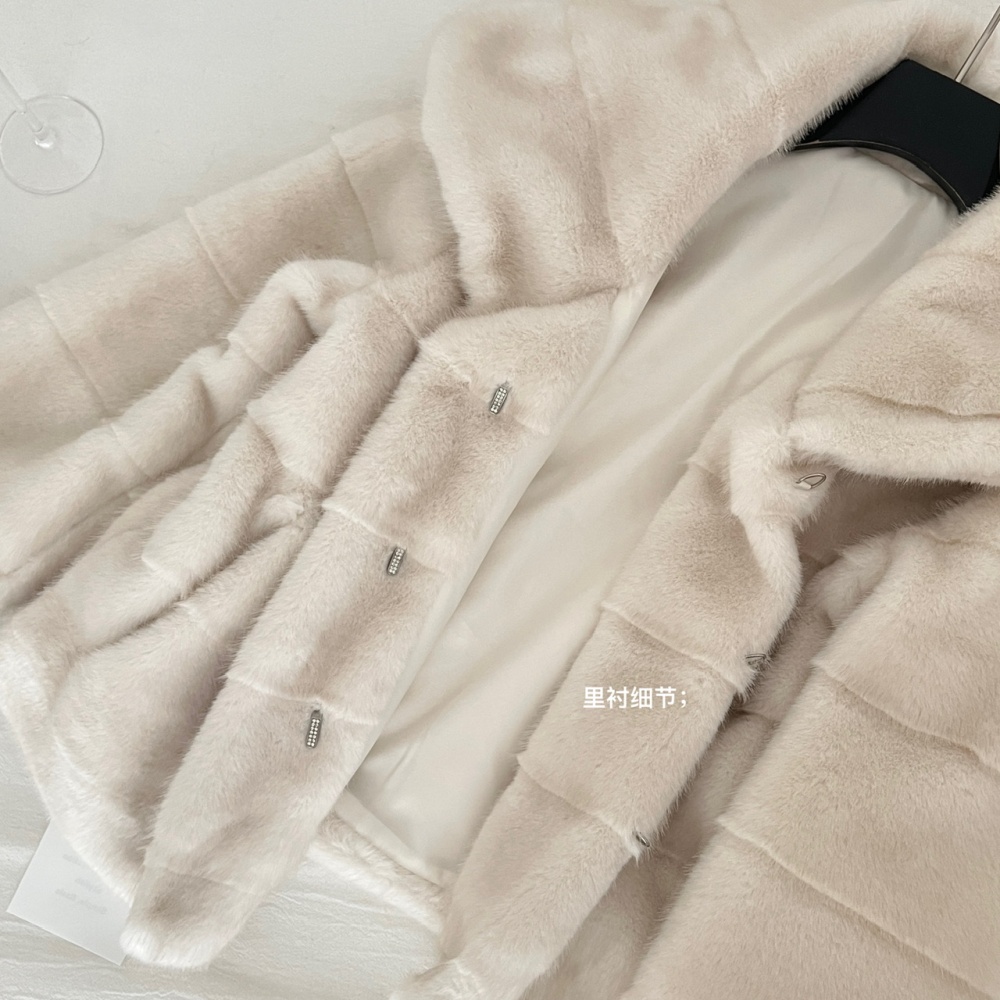 Simulation coat stripe fur coat for women