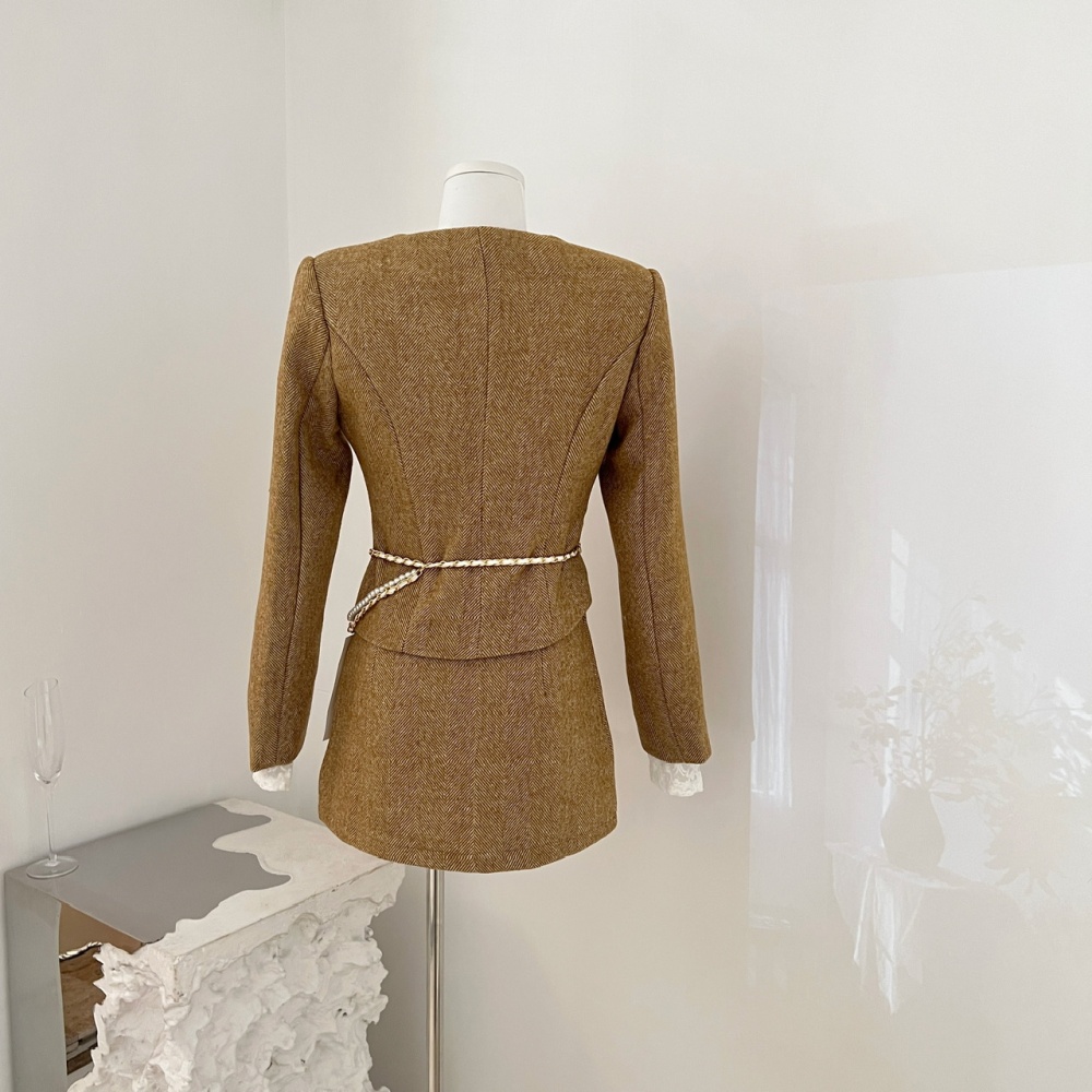 Chanelstyle wool skirt woolen jacket 2pcs set for women