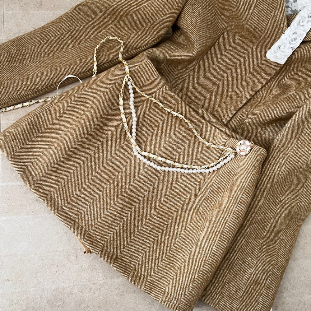 Chanelstyle wool skirt woolen jacket 2pcs set for women