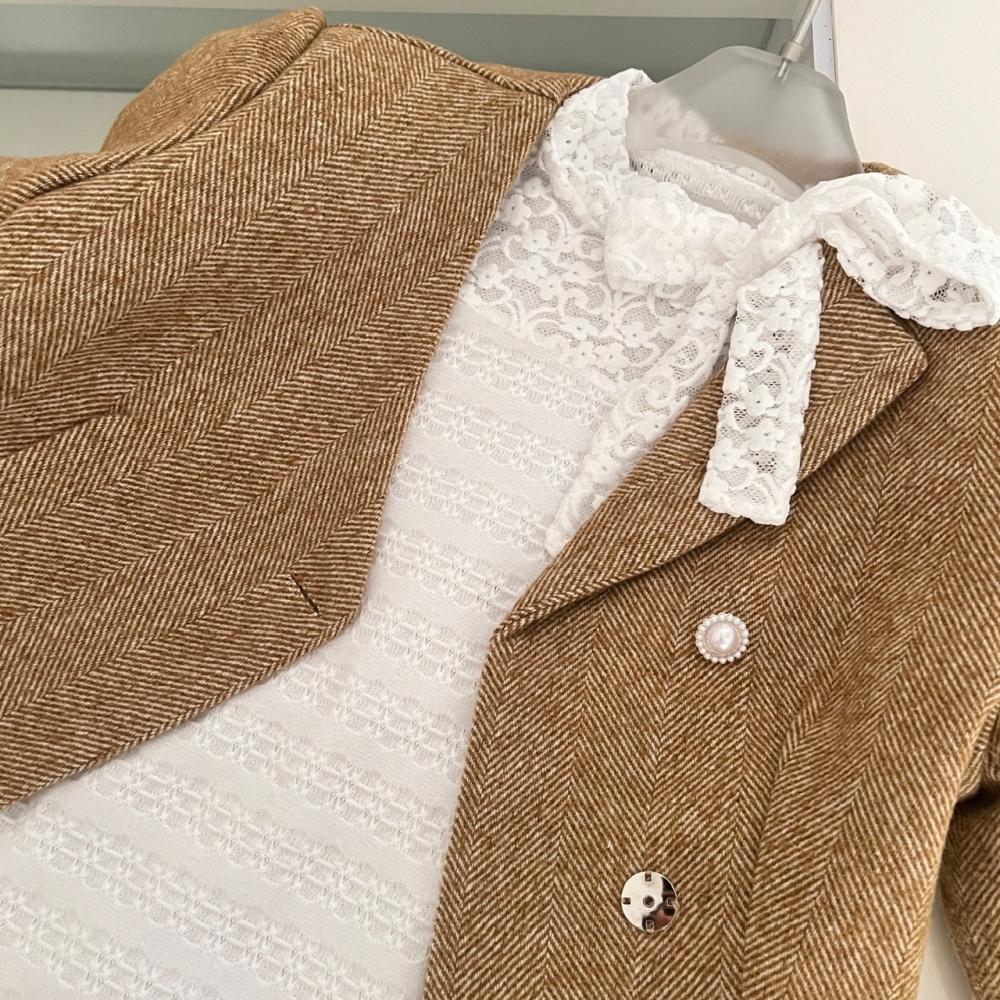 Chanelstyle wool skirt woolen jacket 2pcs set for women