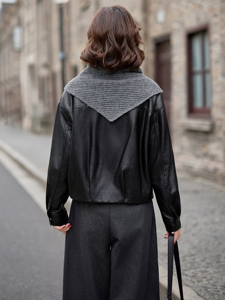 Knitted cstand collar wallet winter Western style coat