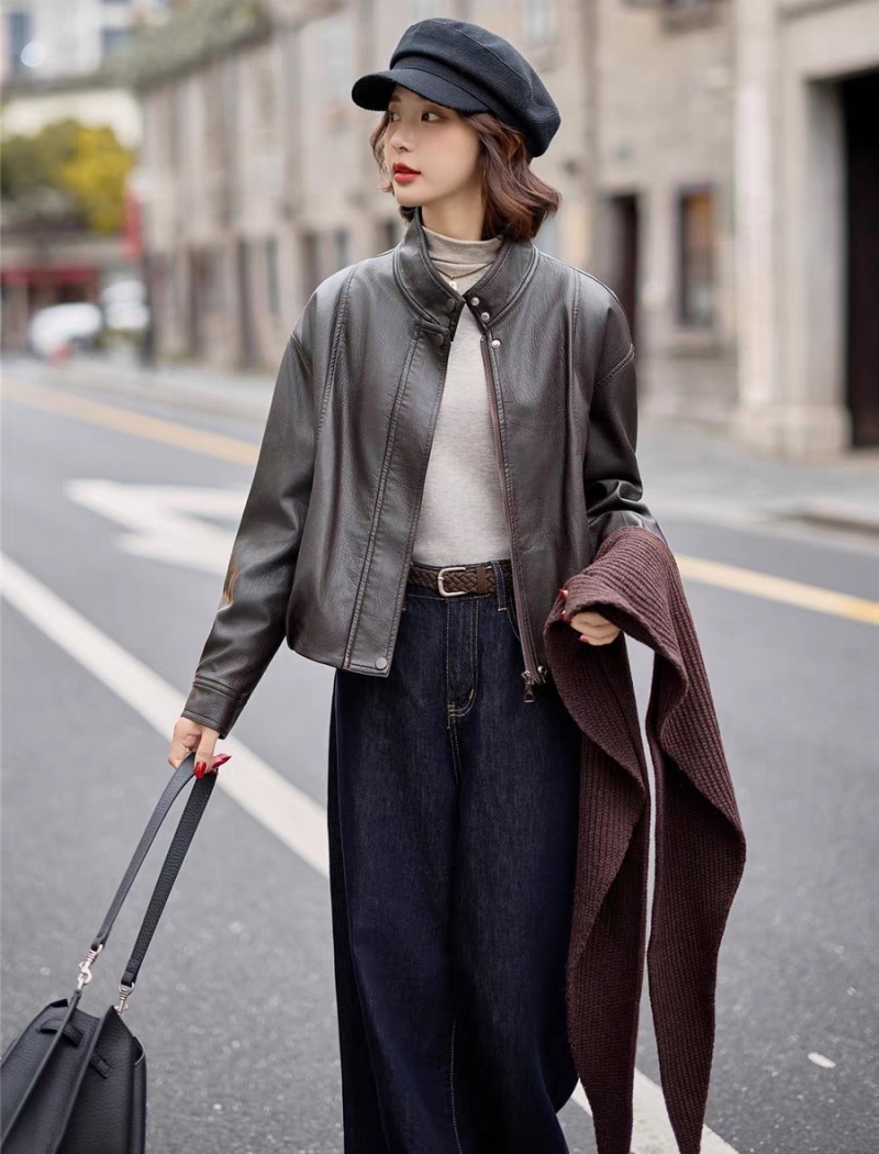 Knitted cstand collar wallet winter Western style coat