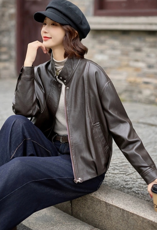 Knitted cstand collar wallet winter Western style coat