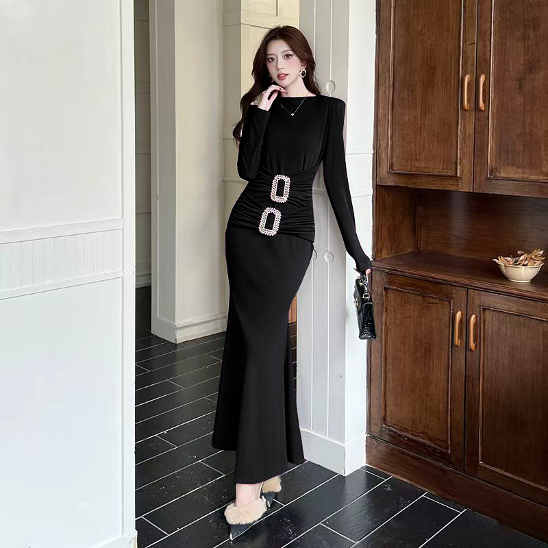 Autumn package hip long dress elasticity dress