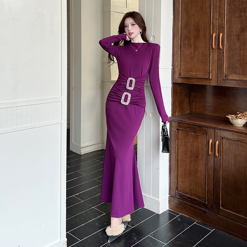 Autumn package hip long dress elasticity dress
