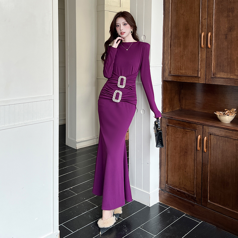 Autumn package hip long dress elasticity dress
