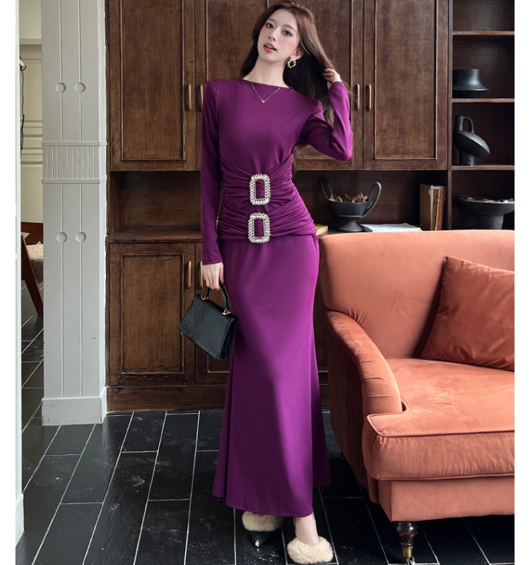 Autumn package hip long dress elasticity dress