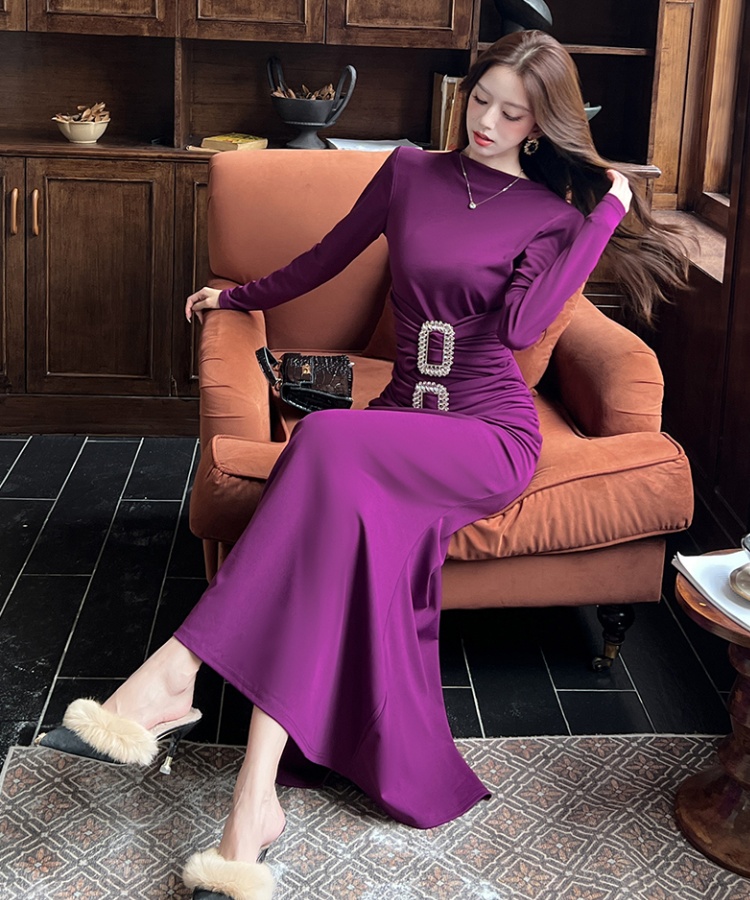 Autumn package hip long dress elasticity dress