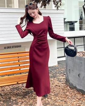 Autumn temperament long dress package hip dress