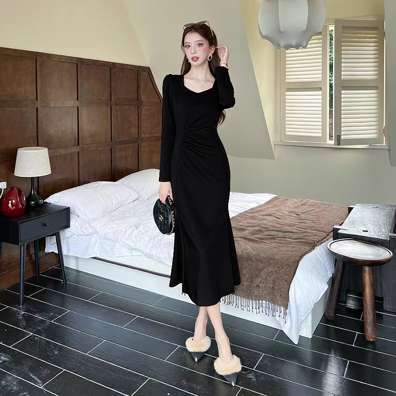 Autumn temperament long dress package hip dress
